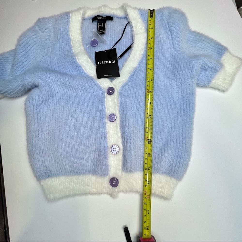 NWT Forever 21 Crop Top Sweater Woman Size Large Lavender/white Pullover Soft - Picture 6 of 9